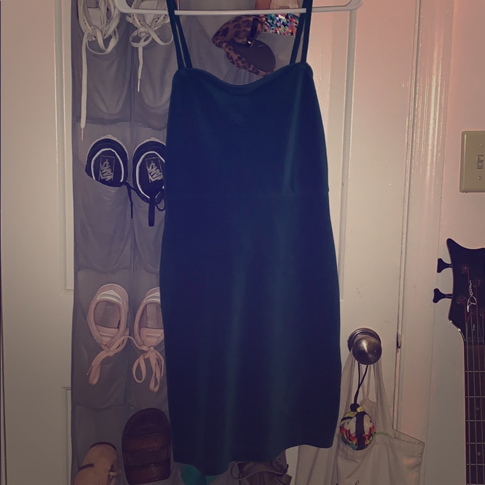 Dark Green Velour Corduroy Dress